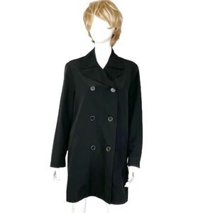 Coach Vintage Womens Black Double Breasted Pea Trench Rain Coat Jacket M